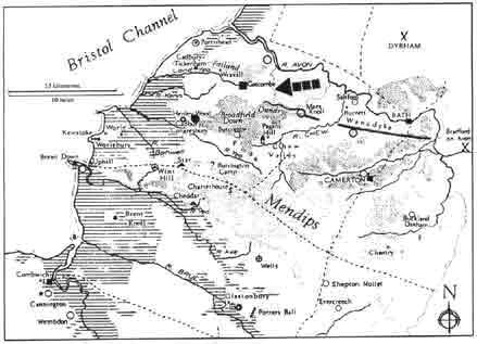Fig. 1: North Somerset - Cadcong to Bath (after P A Rahtz: Cadrex 1992).