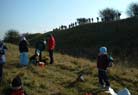 This picture shows Class 9 walking alongside the Wansdyke.