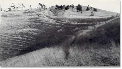 Morgan's Hill, with the Roman road following the fence to the left.